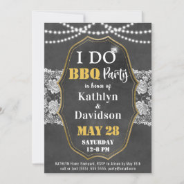 Invitación I DO Engagement Elegant Lace Chalkboard BBQ Fiesta