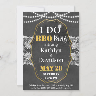 Invitación I DO Engagement Elegant Lace Chalkboard BBQ Fiesta