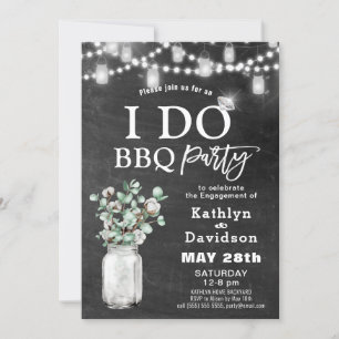 Invitación I DO Engagement Eucalyptus Floral Chalkboard BBQ