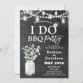 Invitación I DO Engagement Eucalyptus Floral Chalkboard BBQ