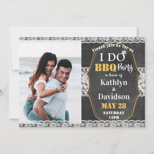 Invitación I DO Engagement Foto Elegante Chalkboard BBQ (Anverso)