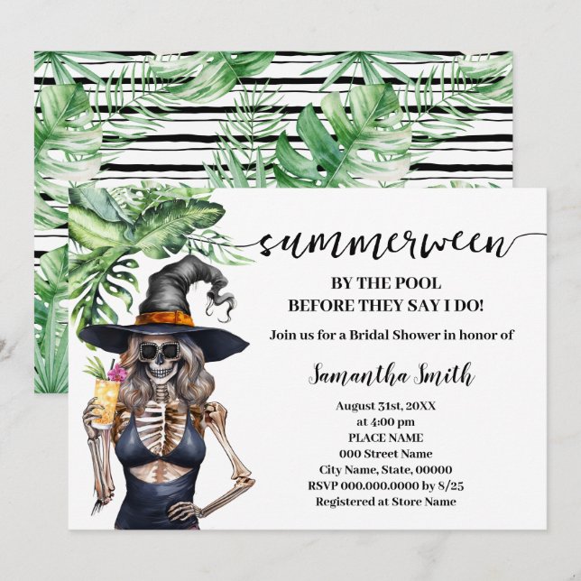 Invitación I do Party by the Pool Summerween Bridal Shower (Anverso / Reverso)