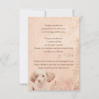 Invitación i forgive you flower vintage dog