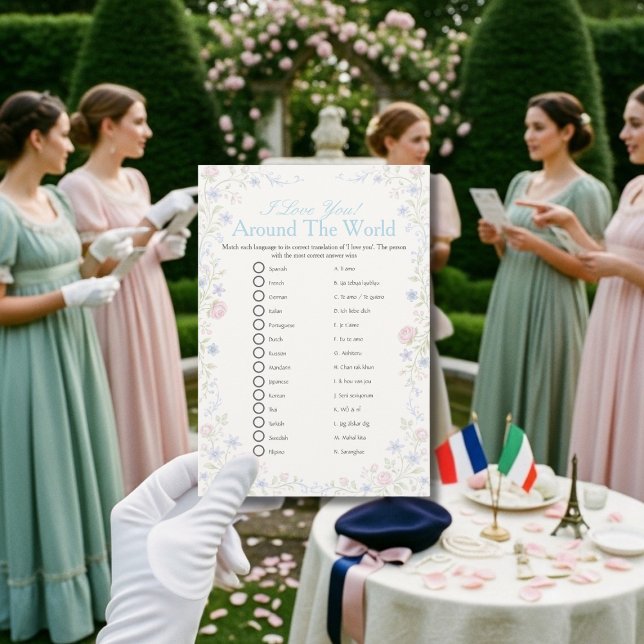 Invitación I love around the world Floral Bridal Shower Game  (I love around the world Floral Bridal Shower Game)