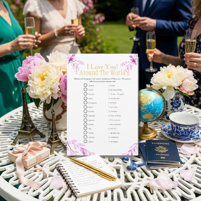 Invitación I love around the world Pink Bridal shower game (I love around the world Pink Bridal shower game)