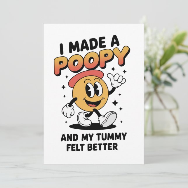Invitación I Made a Poopy and My Tummy Felt Better Adult Meme (Anverso de pie)