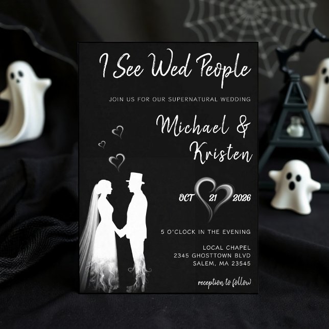 Invitación I See Wed People Gothic Ghost Halloween Wedding (I See Wed People Gothic Ghost Halloween Wedding Invitation
)