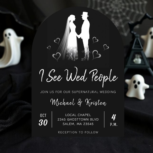 Invitación I See Wed People Gothic Ghost Halloween Wedding (Subido por el creador)