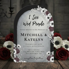 Invitación I See Wed People Headstone Floral Gothic Wedding