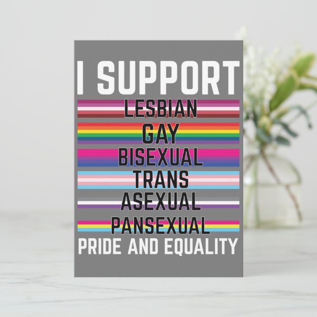 Invitación I Support Lesbian Gay Bisexual Trans Asexual Panse (Anverso de pie)