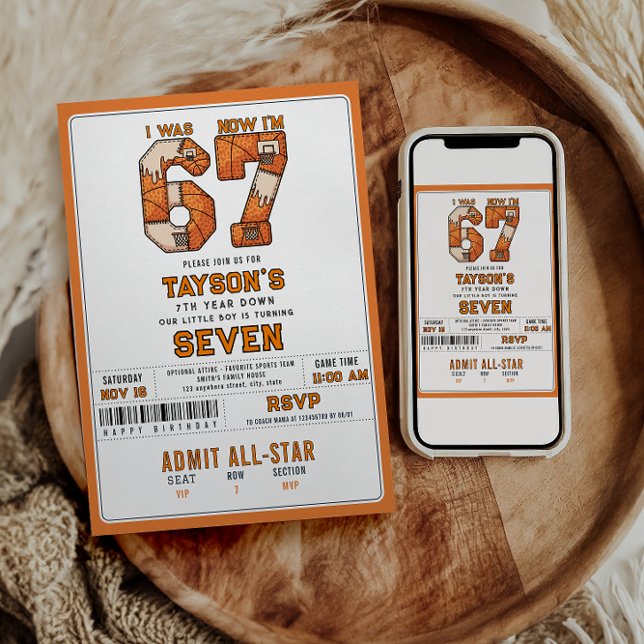 Invitación I Was 6, Now I’m 7 – Basketball 7th Birthday (I Was 6, Now I’m 7 – Basketball 7th Birthday Invitation
)