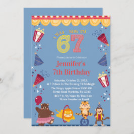 Invitación I Was 6 Now I’m 7 Circus 7th Birthday Kids