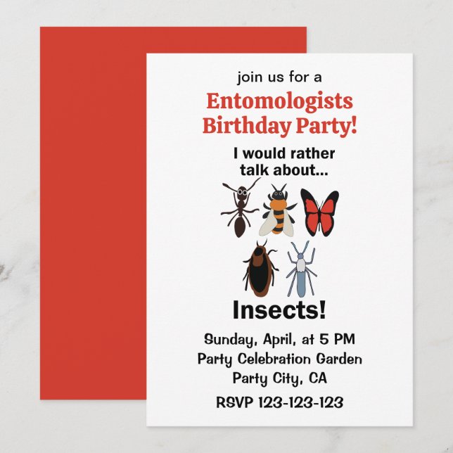 Invitación I Would Rather Talk About Insects Funny Birthday (Anverso / Reverso)