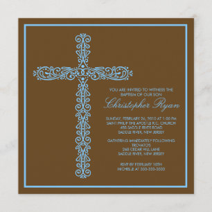 Invitación iBaptism cruzado Inviation del muchacho del