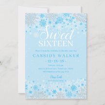 Ice Blue Snowflake Winter Wonderland Sweet 16