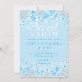 Invitación Ice Blue Snowflake Winter Wonderland Sweet 16