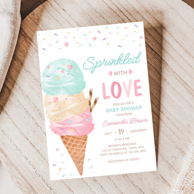 Invitación Ice Cream Baby Shower (Ice Cream Sprinkled with Love Baby Shower Invitation)