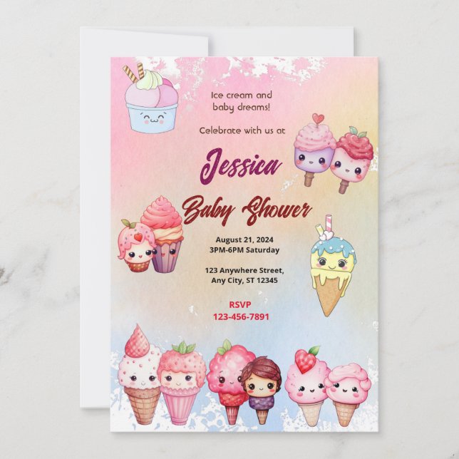Invitación Ice Cream Baby Shower (Anverso)