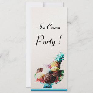 Invitación ICE CREAM BIRTHDAY PARTY oro azul negro