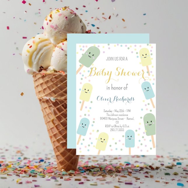 Invitación Ice Cream Cone Scoop Confetti Niños Baby Shower (Subido por el creador)