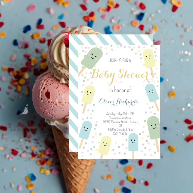 Invitación Ice Cream Cone Scoop Confetti Niños Baby Shower (Subido por el creador)