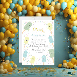 Invitación Ice Cream Cone Scoop Confetti Niños Fiesta de cump