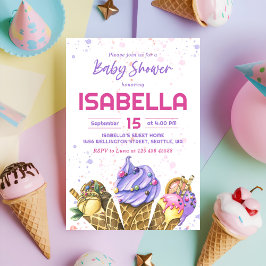 Invitación Ice Cream Girl Baby Shower Party