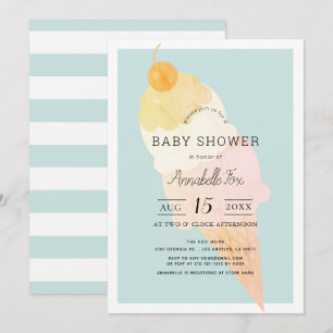 Invitación Ice Cream Light Blue Boy Baby Shower