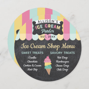 Invitación Ice Cream Parlor Fun Kids Birday Fiesta Carta