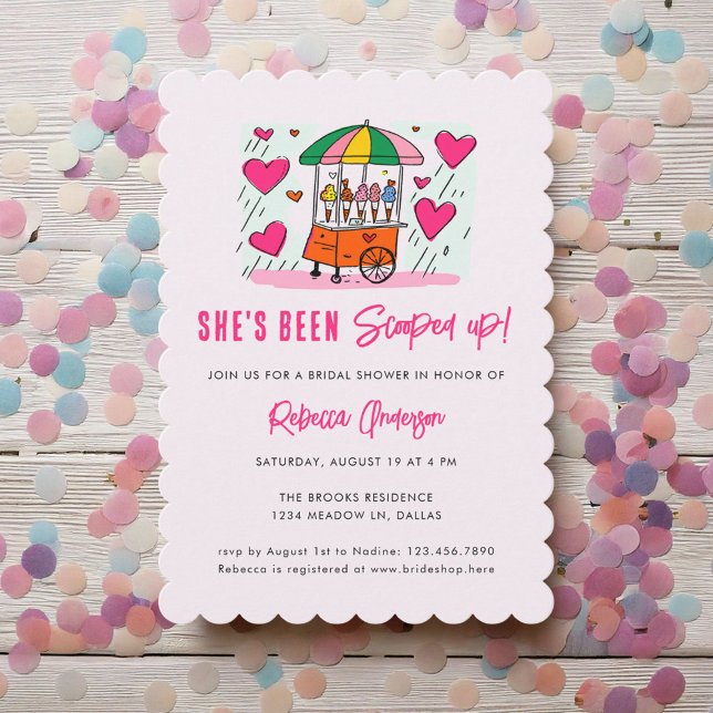 Invitación Ice Cream She's been scooped up Pink Bridal Shower (Subido por el creador)