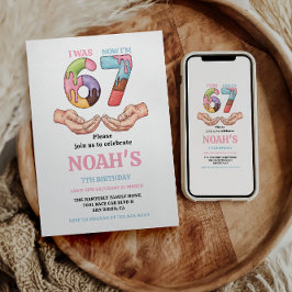 Invitación Ice Cream “Six Seven” 7th Birthday Party for Kids