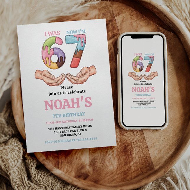 Invitación Ice Cream “Six Seven” 7th Birthday Party for Kids (Ice Cream “Six Seven” 7th Birthday Party for Kids Invitation
)