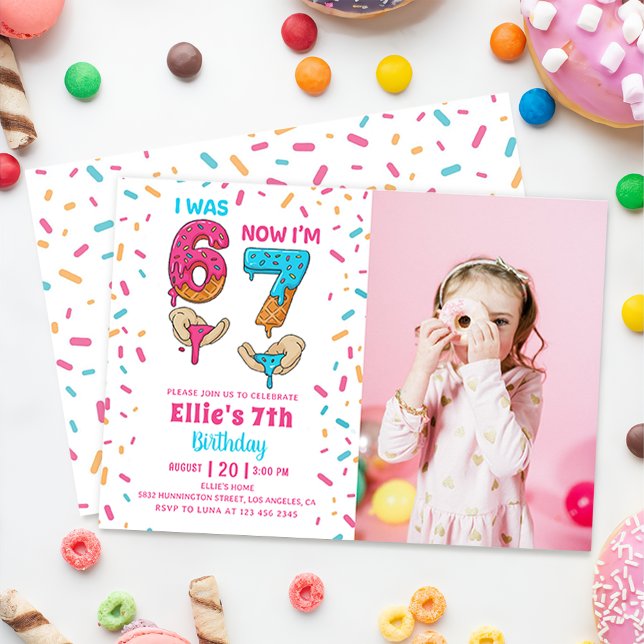 Invitación Ice Cream Six Seven Girl Birthday Photo Invitation (Subido por el creador)
