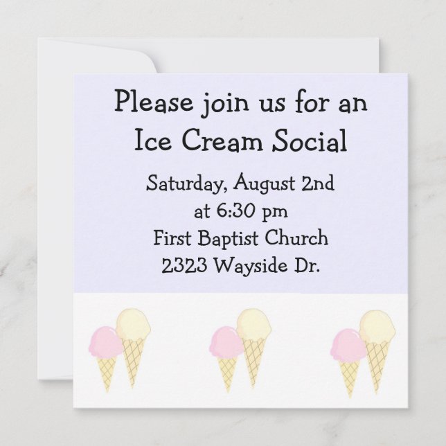 Invitación Ice Cream Social (Anverso)