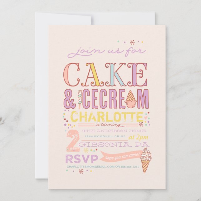 INVITACIÓN ICE CREAM SOCIAL BIRTHDAY PARTY INVITATION (Anverso)