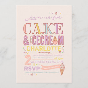 INVITACIÓN ICE CREAM SOCIAL BIRTHDAY PARTY INVITATION