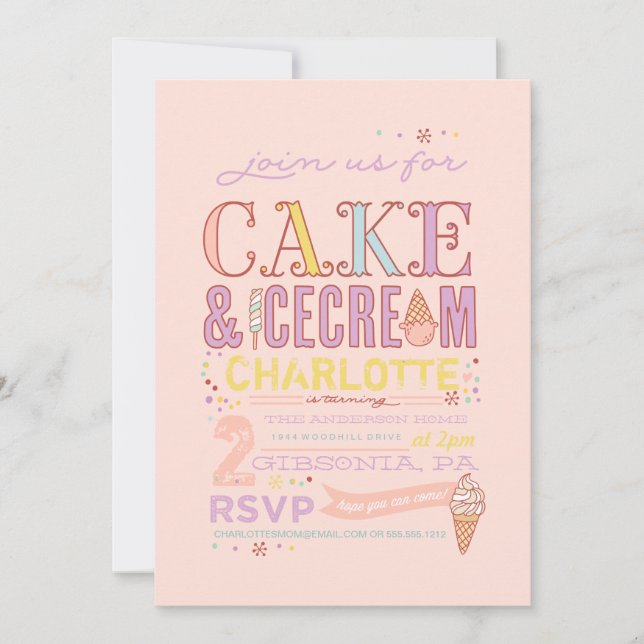 INVITACIÓN ICE CREAM SOCIAL BIRTHDAY PARTY INVITATION (Anverso)