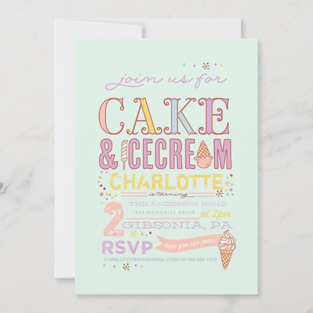 INVITACIÓN ICE CREAM SOCIAL BIRTHDAY PARTY INVITATION (Anverso)