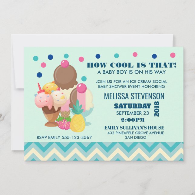 Invitación Ice Cream Social How Guay - Baby Shower (Anverso)