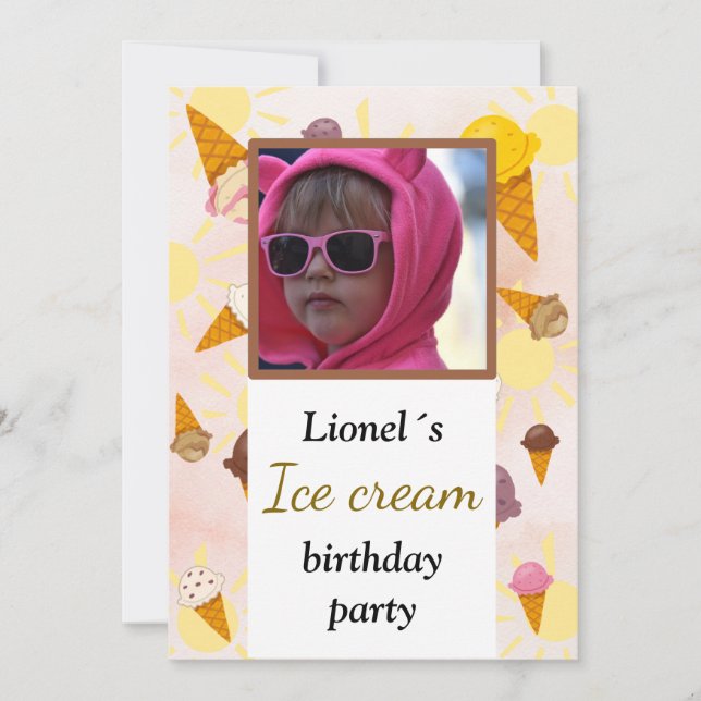 Invitación ice cream summer party photo (Anverso)
