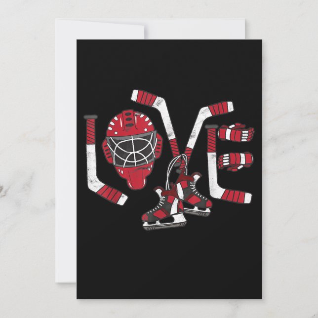 Invitación Ice Hockey Valentines Day Love Cute Gift Boys Girl (Anverso)