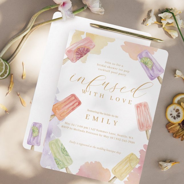 Invitación Ice Pop Cocktail Bridal Shower Infecta De Amor (Subido por el creador)