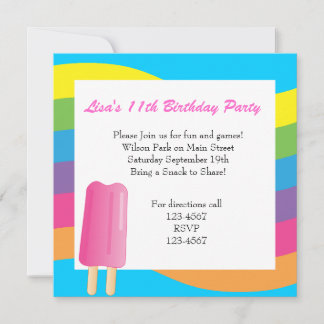 Invitación Ice Pop y Arcoiris