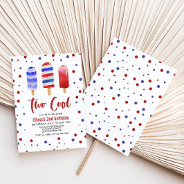 Invitación Ice Pops Two Guay Red White Blue Segundo Cumpleaño