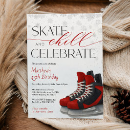 Invitación Ice Skating Teen Boy's Hockey Birthday Invitation
