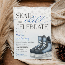 Invitación Ice Skating Teen Boy's Hockey Birthday Invitation