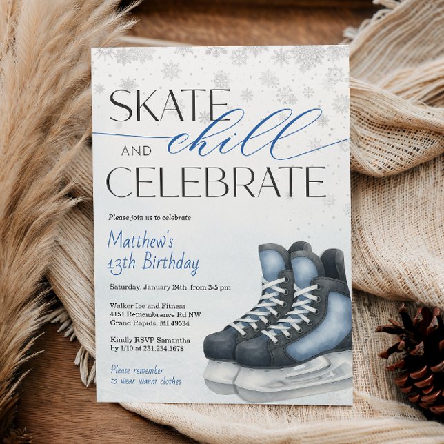 Invitación Ice Skating Teen Boy's Hockey Birthday Invitation (Ice Skating Teen Boy's Hockey Birthday Invitation)
