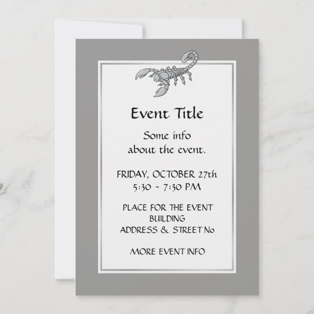 Invitación Icono de escorpión (Reverso)