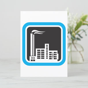 Invitación Icono de fábrica industrial con chimeneas