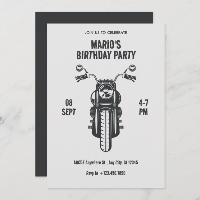Invitación Icono de motocicleta antigua (Anverso / Reverso)